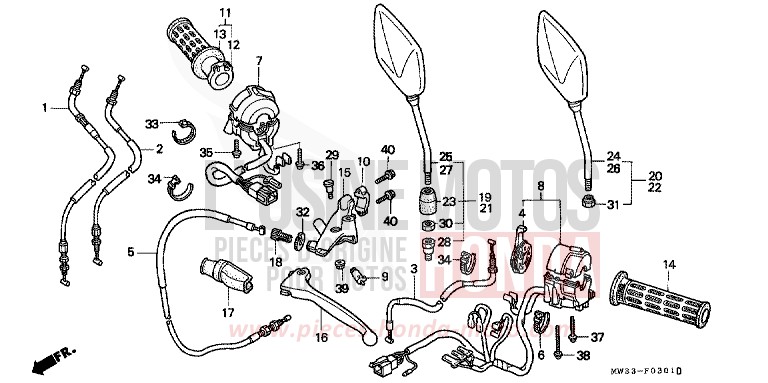 SWITCH/CABLE (CB750F2) for CB Seven Fifty CANDY ANDROMEDA RED-U (R131) from 1996